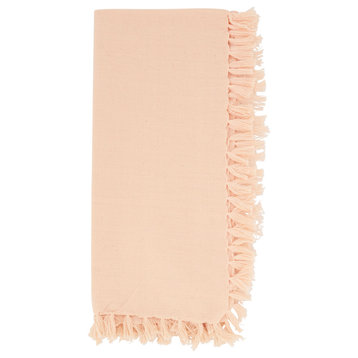Table Napkins With Fringed Design (Set of 4), Pink, 20"x20"