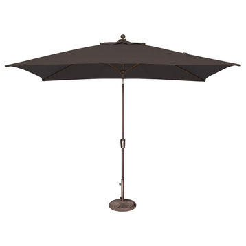 Catalina 6'x10' Push Button Umbrella, Black, Sunbrella Fabric