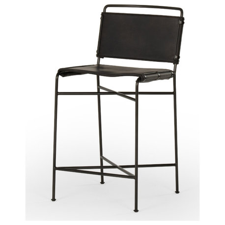 Wharton Distressed Black Counter Stool