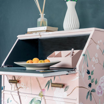 Custom handpainted Chinoiserie secretary