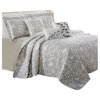 Birdsong 6-Piece Bed Spread Set, Gray, Queen, 90"x90"