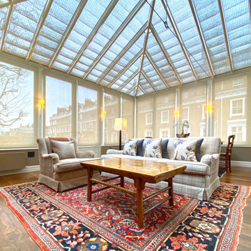 London Terrace Conservatory - French Pinoleum Blinds and Screen Roller Blinds