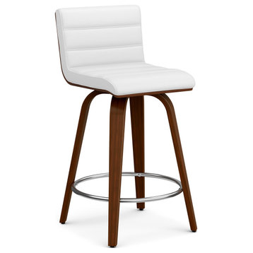 Roland Swivel Counter Height Stool, White Vegan Faux Leather