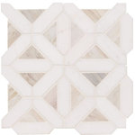 Buytilesandmore - Angora Geometric Pattern 12X12 Polished Marble Mosaic, (4x4 or 6x6) Sample - The Angora Geometric Pattern Tile makes a perfectly subtle statement with various shades of cream and tan. The unique pattern in this marble backsplash tile draws the eye and makes your space look sophisticated, yet cozy. This mesh-backed tile option is perfect for most uses in residential and commercial spaces, and will tie in with most design styles. Use it in a small or large bathroom, in the kitchen, or anywhere else you need style and elegance.