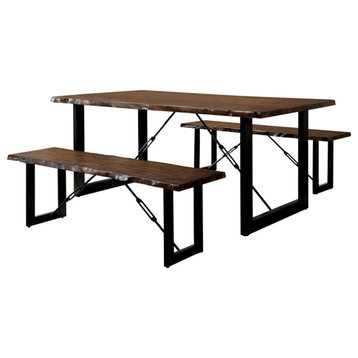 Furniture of America Elsbeth Wood 3-Piece Extendable Dining Set in Walnut