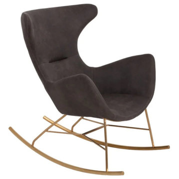 Sydney Modern Dark Gray and Gold Rocking Chair