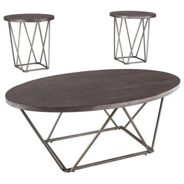 Neimhurst Table Set, Coffee Table and 2 End Tables, Dark Brown
