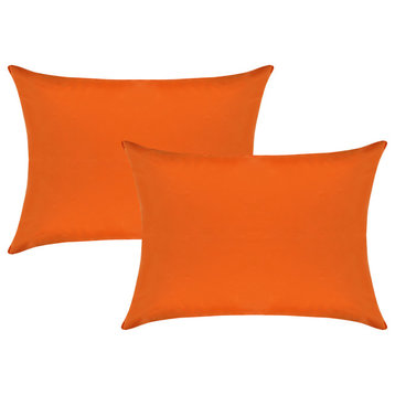 A1HC Nylon PU Coat Indoor/Outdoor Pillow Covers, Set of 2, Burnt Orange, 12"x20"