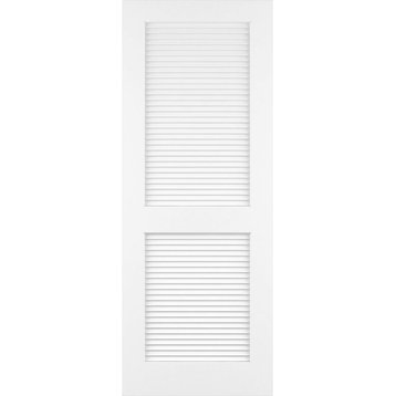 Louver Louver Door, Solid Pine Interior Slab White Traditional 80" x 18"