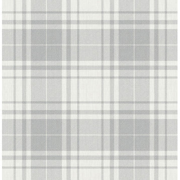 Franklin Plaid Grey Peel & Stick Wallpaper, Bolt