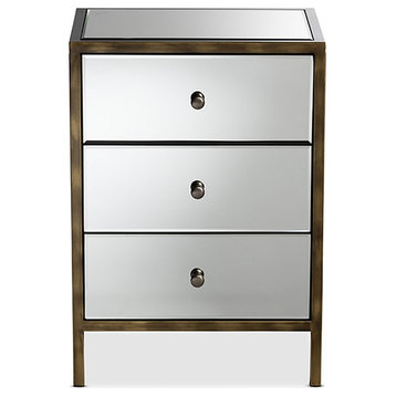 Mirrored Three Nightstand With Metal Frame