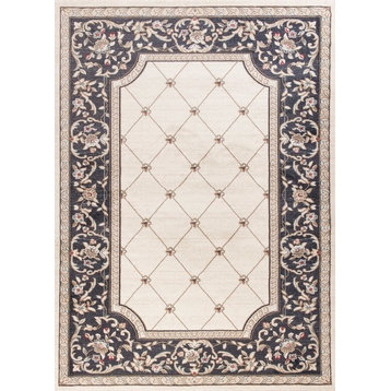 Avalon 5614 Ivory and Gray Courtyard Rug, 5'3"x7'7"