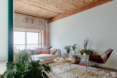 Trendy living room photo in New York