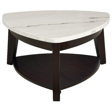 Francis White Marble Top Cocktail Table with Black Base
