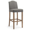Fairmount Wooden Counter Stool, Graywash With Gray Fabric Upholstery