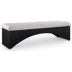 Meridian Furniture - Lawson Upholstered Bench, Beige, Velour Fur Fabric, Black Finish - Uplift your space with the Lawson velour beige fur fabric upholstered bench, a sleek blend of modern simplicity and plush comfort. Featuring a luxuriously soft velour fur fabric seat, this bench offers a tactile experience that's as inviting as it is stylish. The minimalist, rich black wood base, with its curved cut-out design, adds an architectural touch that creates a striking visual balance.
