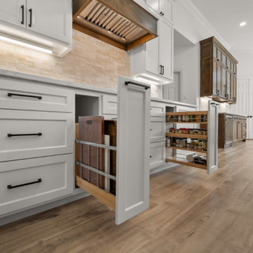 Pull-Out Spice Racks and Cutting Board Storage in Modern Kitchen