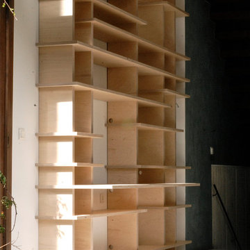Bibliothèque/ Bureau en bois de bouleau