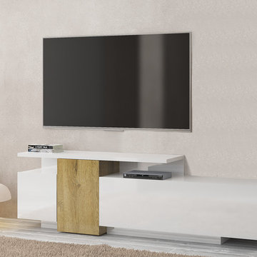 Italian TV Stand Maggie | White & Natural Oak - $895