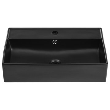 Claire Ceramic Wall Hung Sink, Matte Black