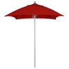 6' Silver Anodized Push Lift Fiberglass Rib Aluminum Umbrella, Sunbrella, Jockey Red
