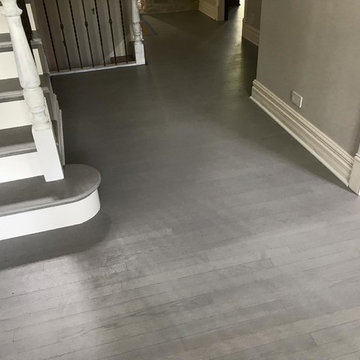 Hinsdale - Gray color Hardwood Floor and stairs final look .