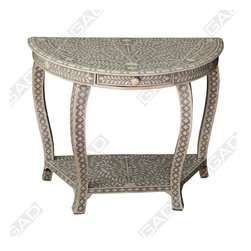 BONE INLAY HALF MOON CONSOLE TABLE - Furniture