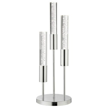 Chrome Integrated LED 3 Lights Table Lamp with Acrylic Tubes
