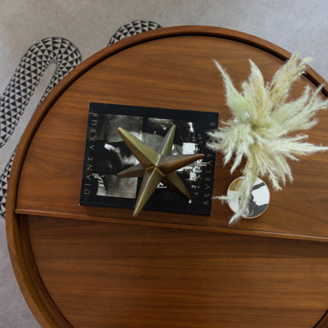 Sculptural Coffee Table Styling in Modern Eclectic Living Room