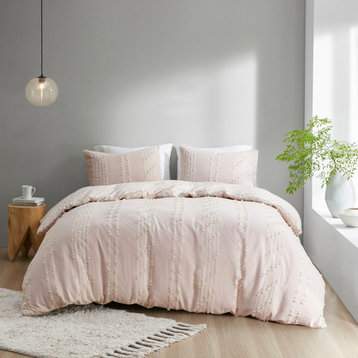 INK+IVY Kara Jacquard Stripe Comforter Mini Set, Pink, King/Cal King