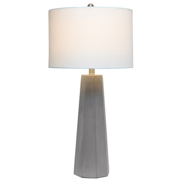 Lalia Home Concrete Pillar Table Lamp in Concrete Gray with White Shade