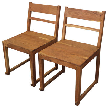 Fernious Dining Chair on Mango Solid Wood, Natural Finish, Set of 2