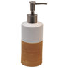 Stoneware Soap Dispenser, Ecobio White/Bamboo