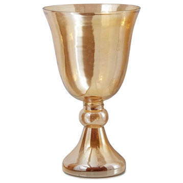 Glass Bud Vases, Amber Luster Glass Pedestal Vase