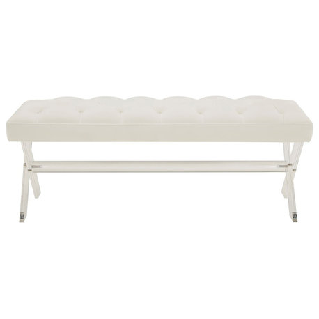 Safavieh Couture Tourmaline Tufted Acrylic Bench, White