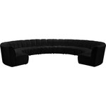 Meridian Furniture - Infinity Channel Tufted Velvet Modular Chair, Black, 10 Piece - Create a seating group that works for every possible situation with this Infinity 10-piece sectional and other pieces in the Infinity collection. Upholstered in soft black velvet material that feels great against the skin and offers long-wearing beauty, this piece fits with other Infinity items for an infinite number of combinations that get your seating requirements just right but that look just as nice when used on their own.