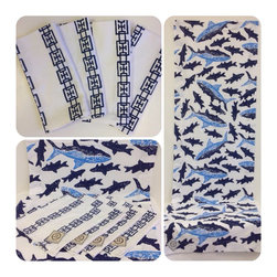 Coastal Hand Block Printed Linens - Kitchen And Table Linens