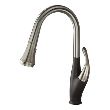 Pull Out Kitchen Faucet With Single Handle, Luxe Stainless/Expresso, 2.31"x11"