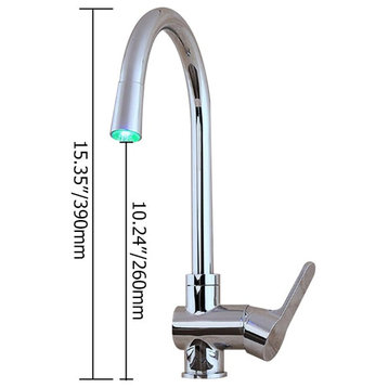 Single Handle 3-Color Temperature Control Solid Brass Kitchen Faucet in Chrome