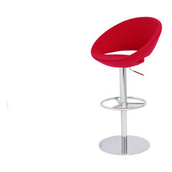Crescent & Piston Stool- Red Wool - Bar Stools And Counter Stools