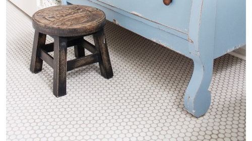 Penny Tile Bath Room Floor Glossy Or Matte, Penny Tile Bathroom Floor Images