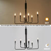 LNC 6-Light 25 Inch Modern Matte Black Candle-Style Linear LED Chandelier