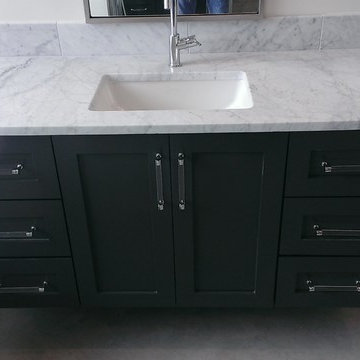 Master Bathroom - 6" x 18" Carrera Marble Showers / Vanity Walls