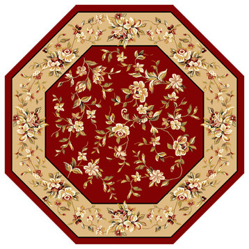 Cambridge 7337 Red, Beige Floral Delight, 7'7" Octagon