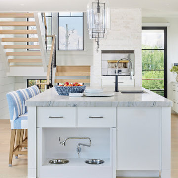 Kitchen Island End with Built-In Dog Bowls