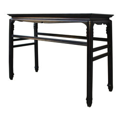 Chinese Dark Brown Huali Rosewood Ming Style Apron Side Altar Table - Console Tables