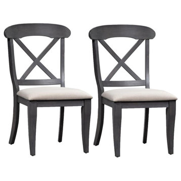 Uph X Back Side Chair (RTA)-Set of 2 Traditional Grey
