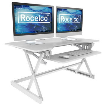 Rocelco 40" Large Height Adjustable Standing Desk Converter - White