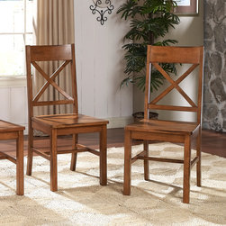 Country Chic Wood Chairs in Antique Brown - Dining Chairs