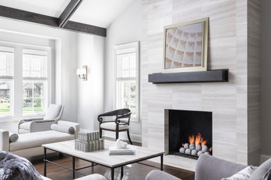 Inspiration for a timeless living room remodel in Detroit